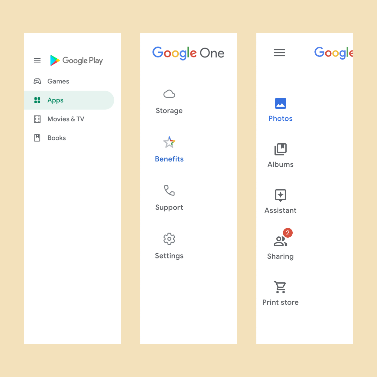 prototypical nav rails in google products